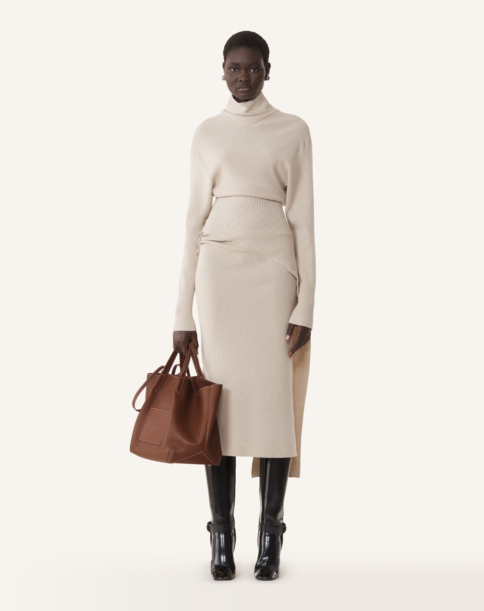 Lanvin ROBE MIDI EN LAINE ET CACHEMIRE Lune RWDR0040K065H25