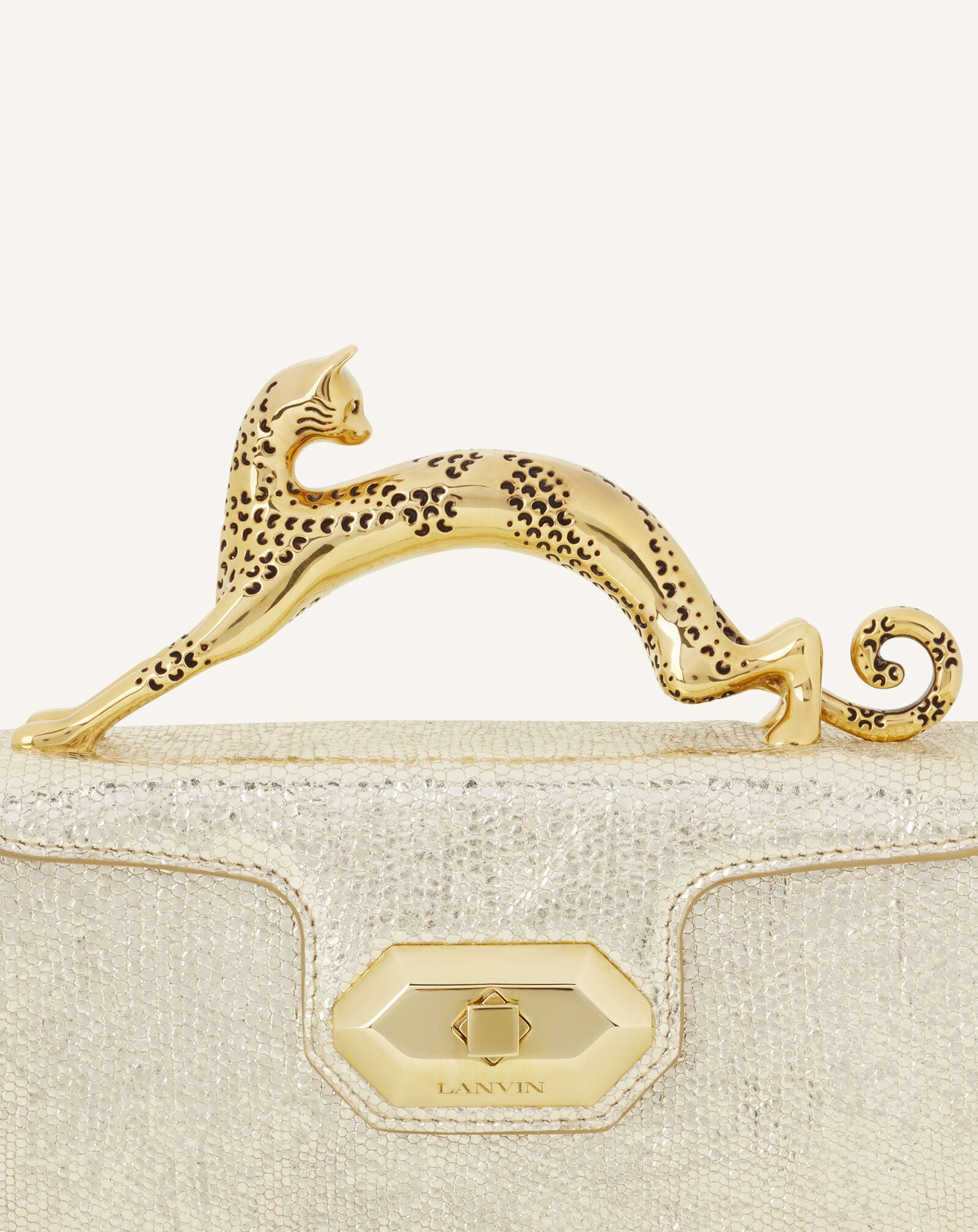 PENCIL CAT NANO BAG IN CRACKLED METALLIC LEATHER Lanvin PENCIL CAT NANO BAG IN CRACKLED METALLIC LEATHER Gold LWBGBR04MCCAA26
