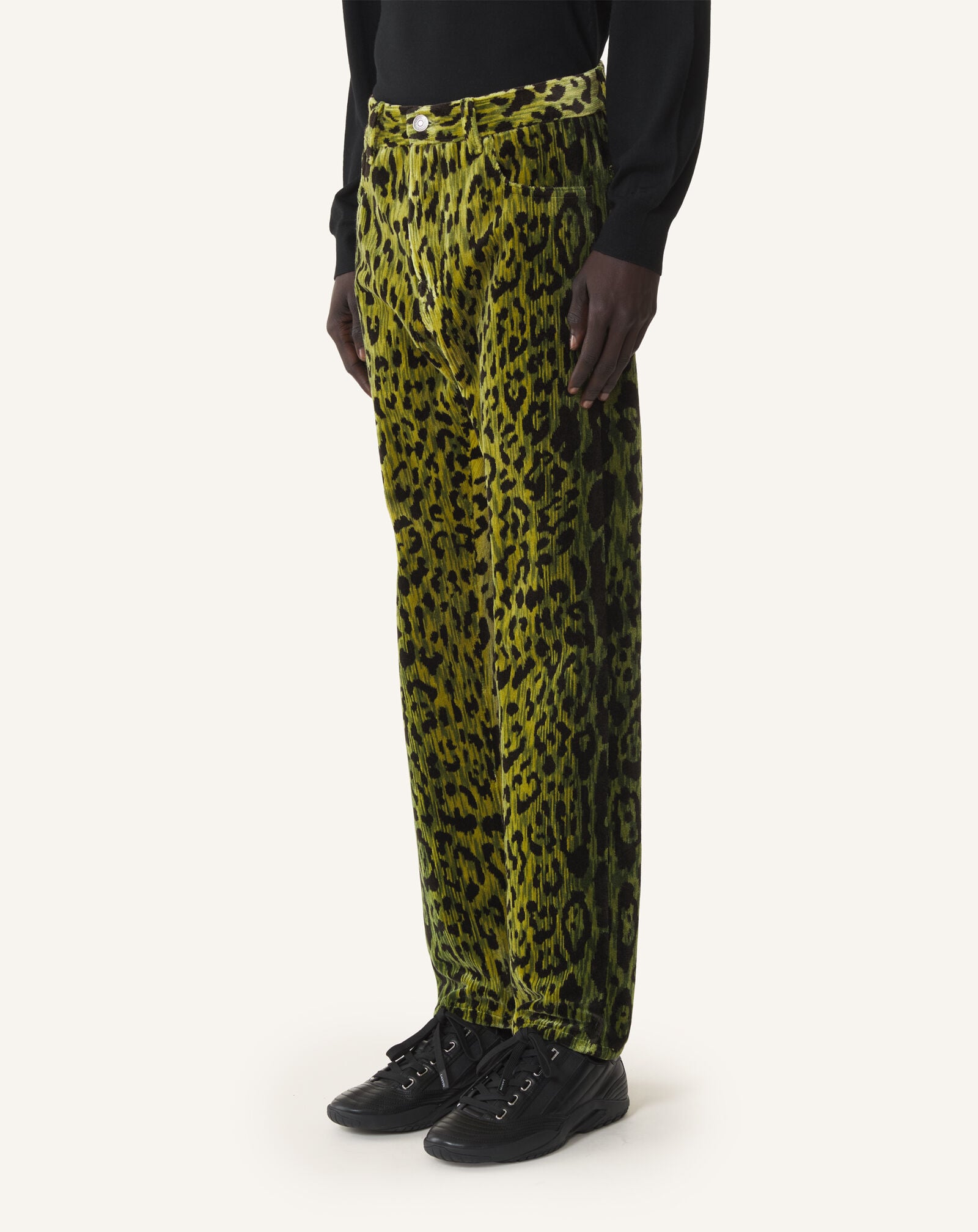 STRAIGHT-FIT VELVET DENIM TROUSERS Lanvin STRAIGHT-FIT VELVET DENIM TROUSERS Absinth Green RMTR03276478A26