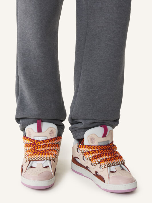 Lanvin CURB SNEAKERS IN LEATHER Light Pink/Camel FUSKDK12BICOE25