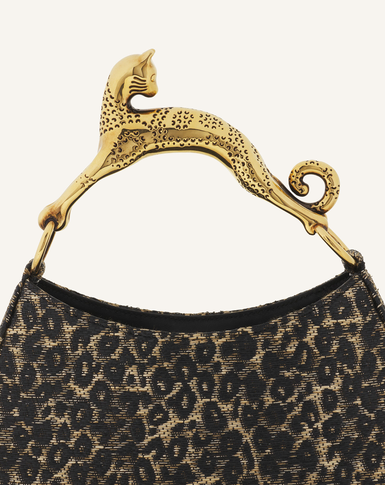 SAC HOBO CAT EN RAPHIA IMPRIMÉ LÉOPARD Lanvin SAC HOBO CAT EN RAPHIA IMPRIMÉ LÉOPARD Beige/Noir LWBGSHC1RALEP26