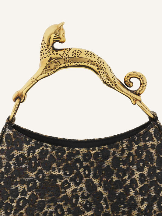 SAC HOBO CAT EN RAPHIA IMPRIMÉ LÉOPARD Lanvin SAC HOBO CAT EN RAPHIA IMPRIMÉ LÉOPARD Beige/Noir LWBGSHC1RALEP26