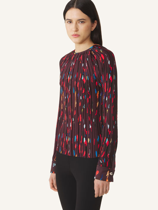 PRINTED CHARMEUSE PLEATED TOP Lanvin PRINTED CHARMEUSE PLEATED TOP Garnet RWTO00066440A26