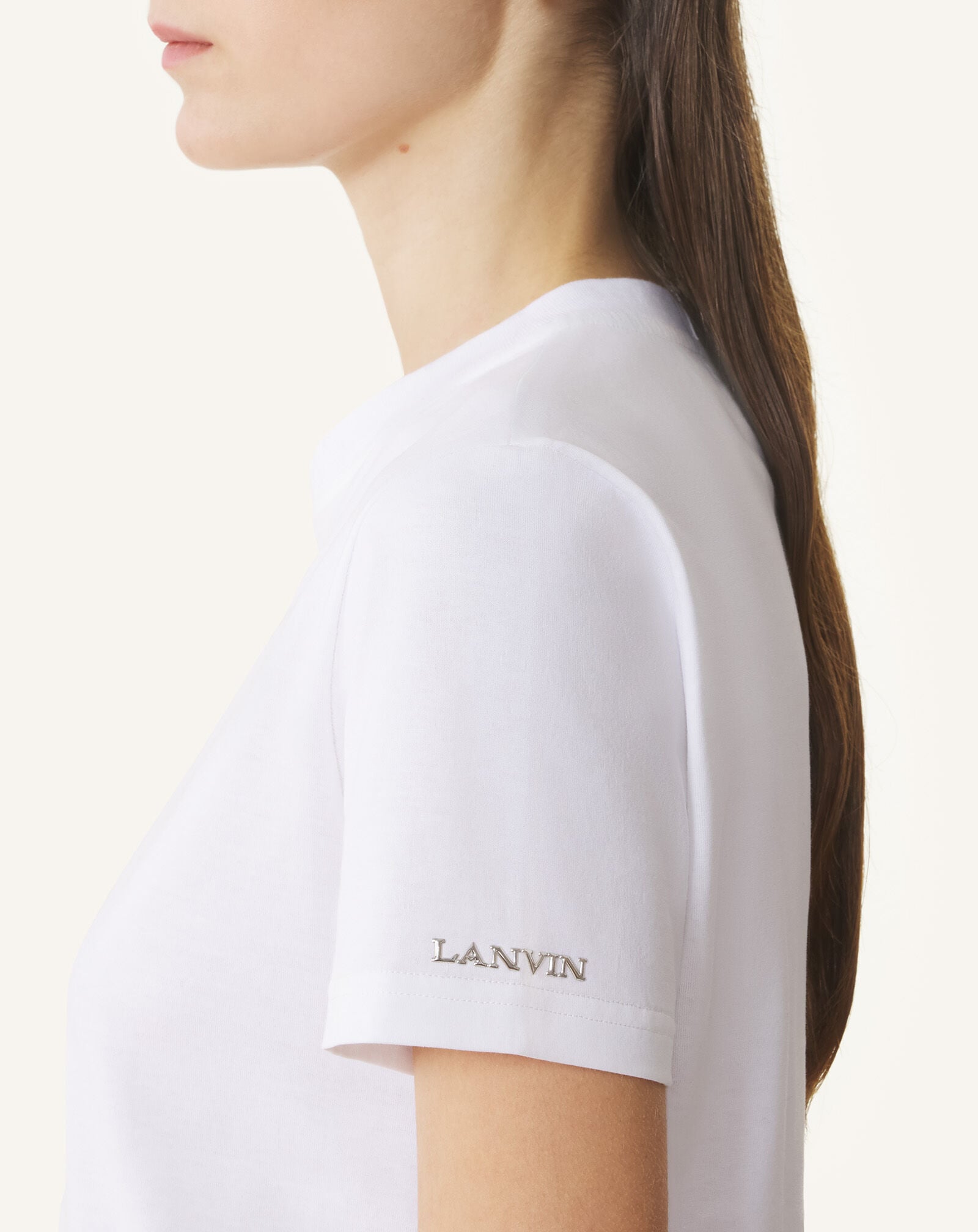 COTTON T-SHIRT WITH RIBBON DETAIL Lanvin COTTON T-SHIRT WITH RIBBON DETAIL Optic White RWTS0024J040H25