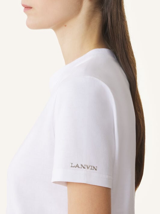COTTON T-SHIRT WITH RIBBON DETAIL Lanvin COTTON T-SHIRT WITH RIBBON DETAIL Optic White RWTS0024J040H25