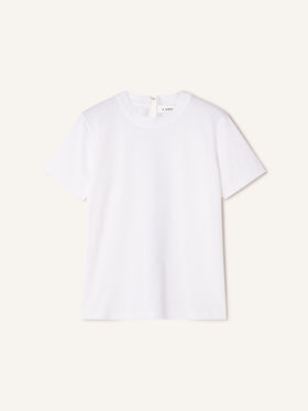 Lanvin T-SHIRT DÉTAIL GROS GRAIN EN COTON Blanc Optique/Noir RWTS0024J040H25