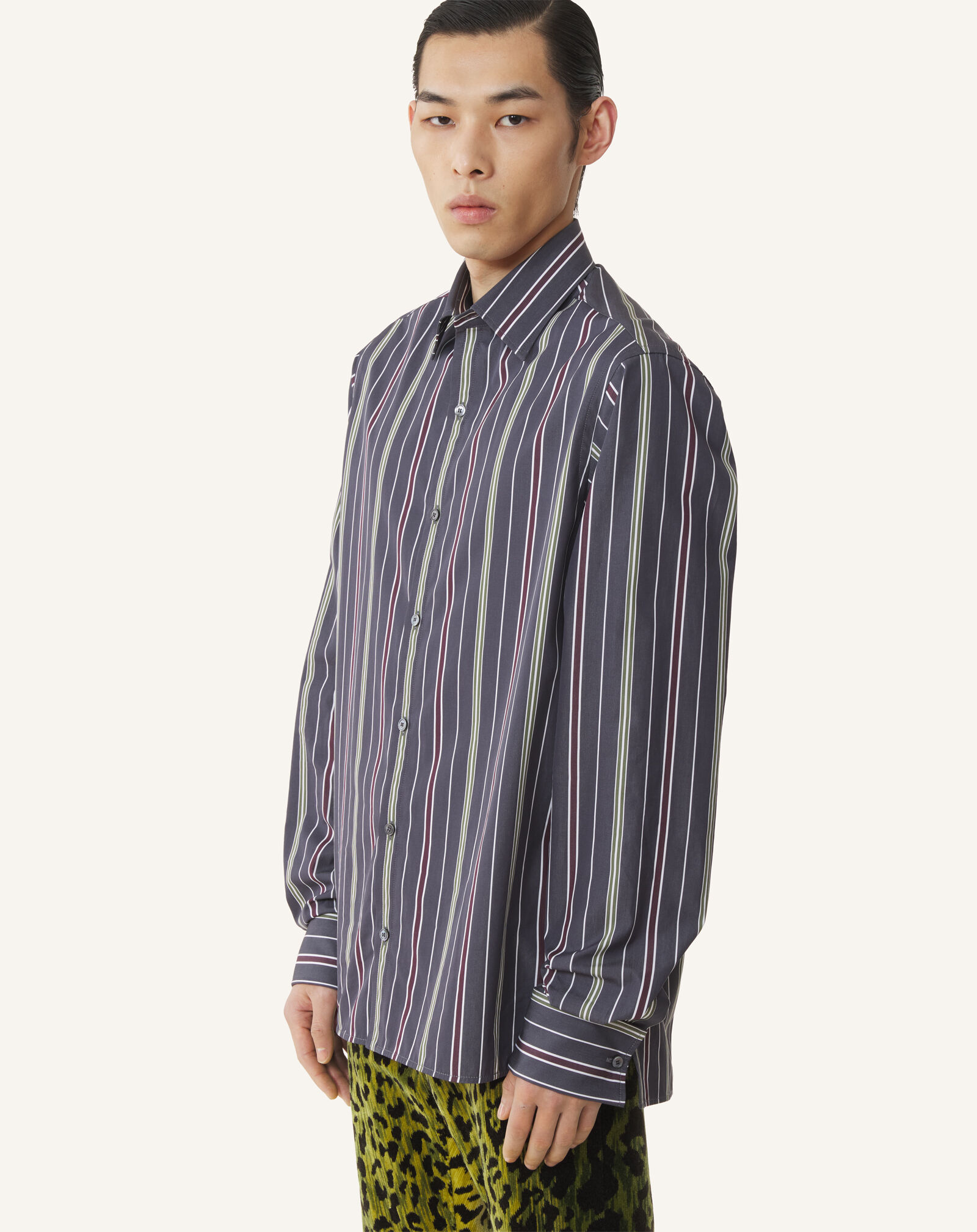 STRIPED SHIRT Lanvin STRIPED SHIRT Charcoal/Sauge RMSI01076396A26