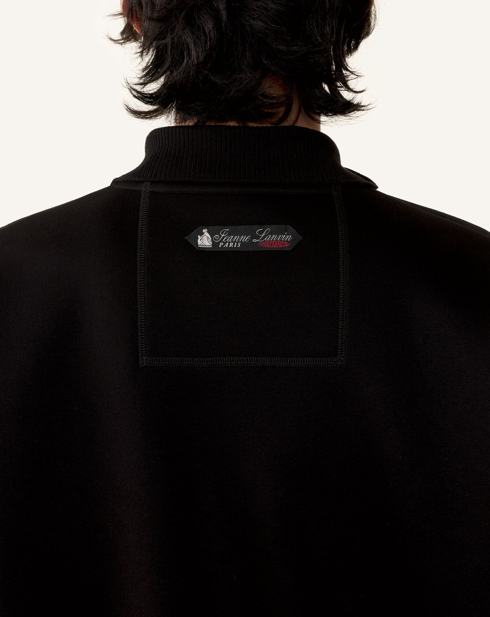 LOOSE-FIT DOUBLE-FACE JERSEY POLO SHIRT in Black/Navy Blue | Lanvin®