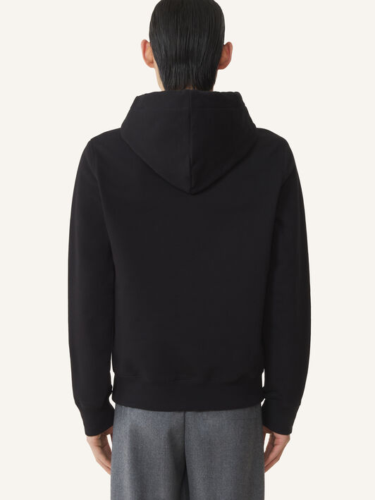 FELPA CON CAPPUCCIO LANVIN RIBBON IN COTONE Lanvin FELPA CON CAPPUCCIO LANVIN RIBBON IN COTONE Nero RMHO0055F305A26