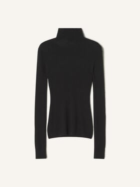 ROLLKRAGENPULLOVER AUS MERINOWOLLE UND SEIDE Lanvin ROLLKRAGENPULLOVER AUS MERINOWOLLE UND SEIDE Schwarz RWPO0023K069H25
