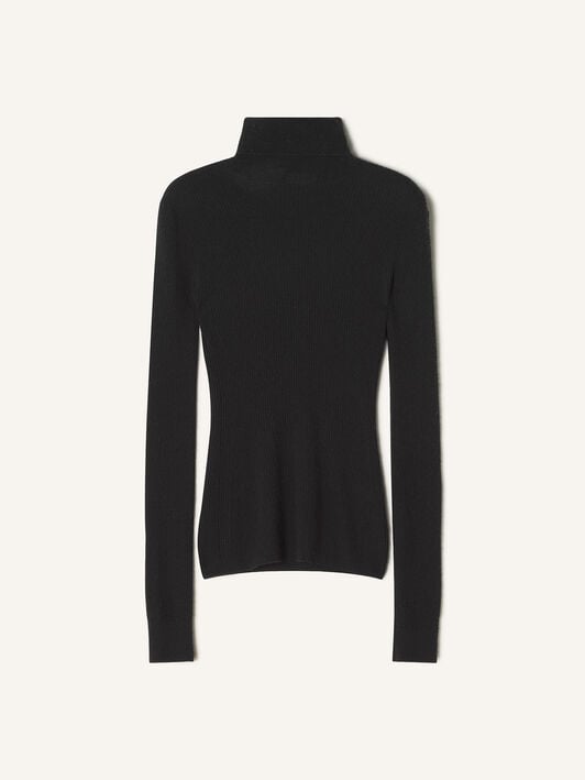 ROLLKRAGENPULLOVER AUS MERINOWOLLE UND SEIDE Lanvin ROLLKRAGENPULLOVER AUS MERINOWOLLE UND SEIDE Schwarz RWPO0023K069H25