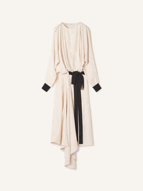 Lanvin ROBE CEINTURE GROS GRAIN EN JACQUARD Rose Poudre RWDR00636469H26