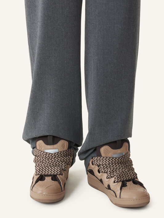 Lanvin SNEAKERS CURB EN CUIR EFFET DINO Beige/Marron FUSKDK12DINOA26