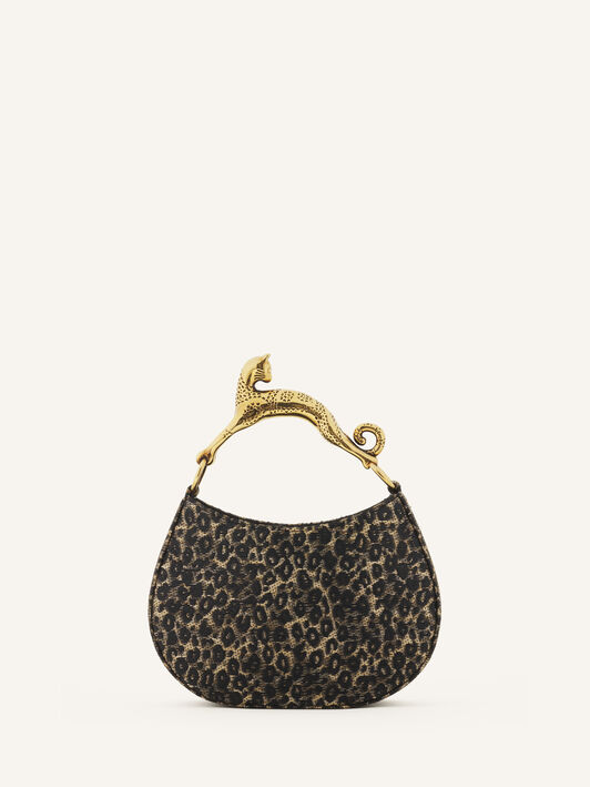 SAC HOBO CAT EN RAPHIA IMPRIMÉ LÉOPARD Lanvin SAC HOBO CAT EN RAPHIA IMPRIMÉ LÉOPARD Beige/Noir LWBGSHC1RALEP26