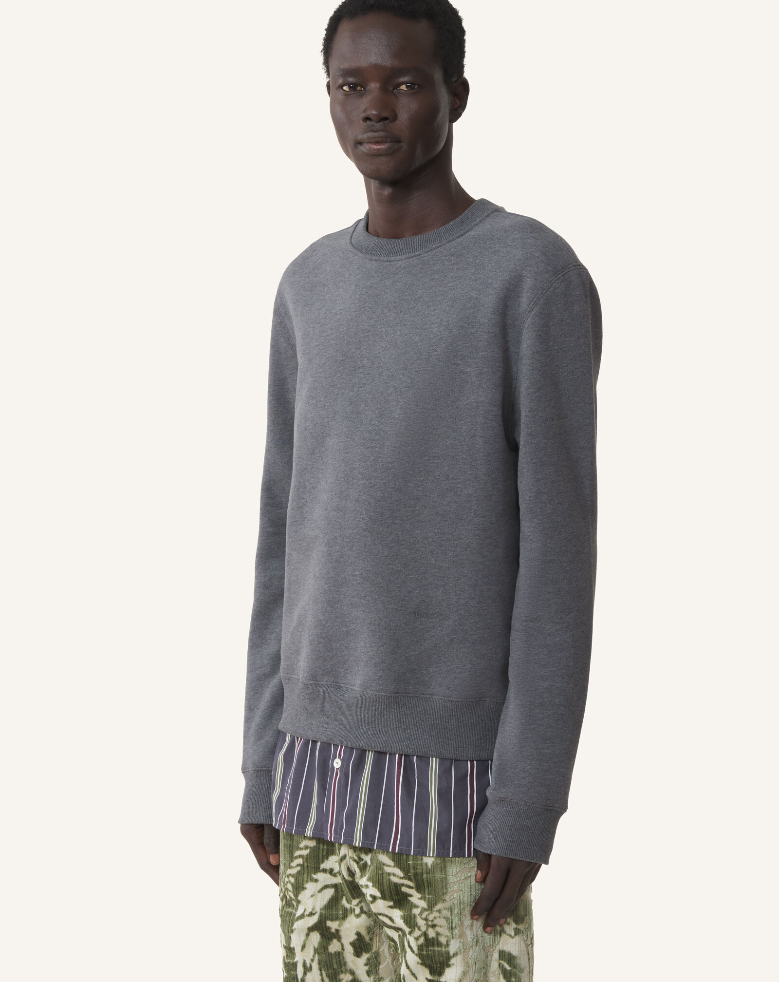 SWEAT SUPERPOSÉ EN COTON ET CACHEMIRE Lanvin SWEAT SUPERPOSÉ EN COTON ET CACHEMIRE Anthracite RMSS0101F013A26
