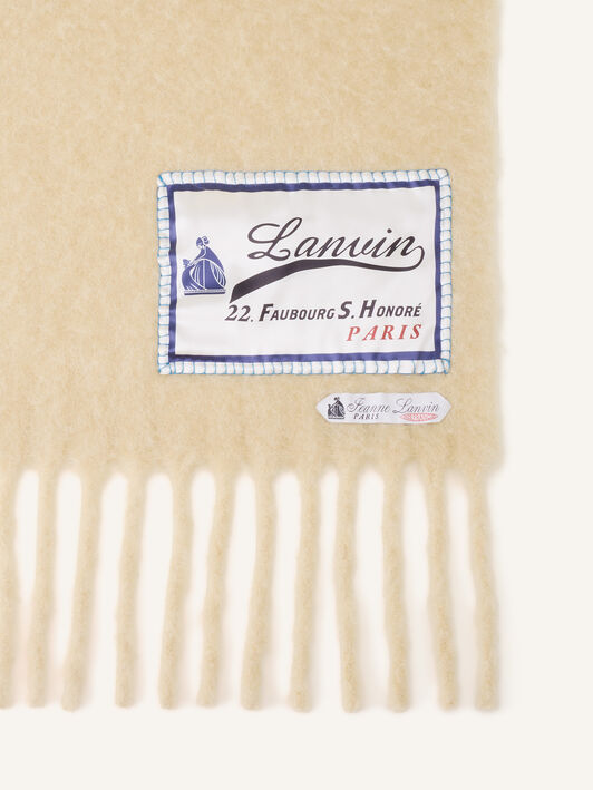 Lanvin ÉCHARPE À FRANGES EN LAINE AVEC ÉTIQUETTE 22 FAUBOURG Creme AMSARSC31VETP26