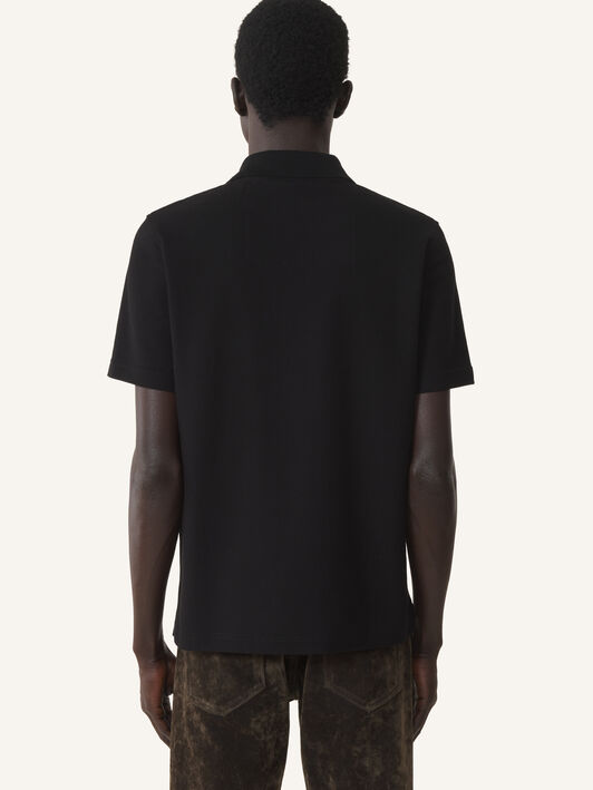 Lanvin POLO SHIRT LEOPARD DETAIL Black RMPL0006J062A26