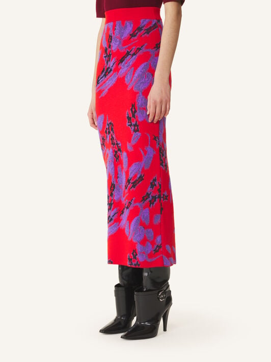 JACQUARD MIDI SKIRT Lanvin JACQUARD MIDI SKIRT Red/Purple RWST0064K131H26