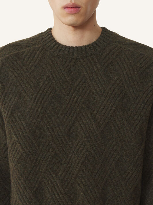 PULL EN LAINE TORSADÉE Lanvin PULL EN LAINE TORSADÉE Ébène RMPO0009K066A26