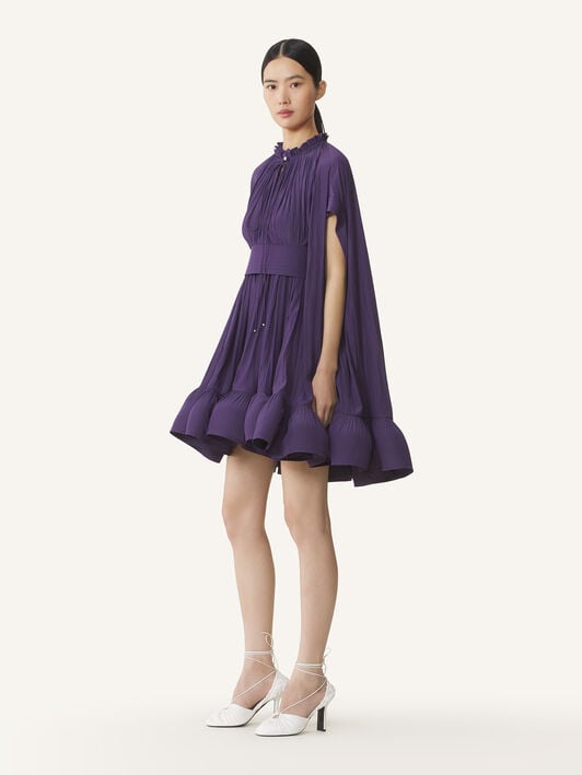 KURZES KLEID AUS CHARMEUSE Lanvin KURZES KLEID AUS CHARMEUSE Dunkelviolett RWDR209U4778H20