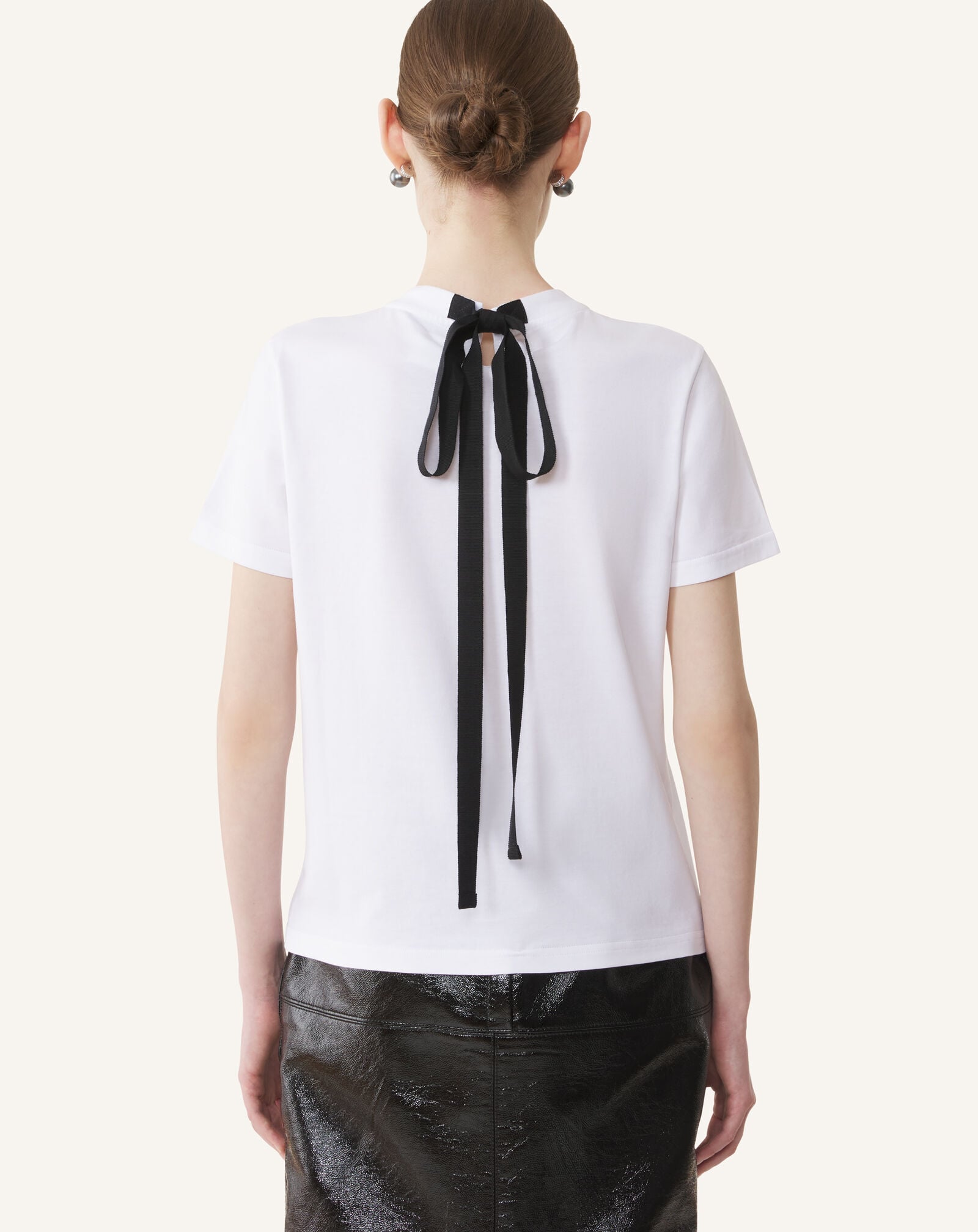 T-SHIRT DÉTAIL GROS GRAIN EN COTON Lanvin T-SHIRT DÉTAIL GROS GRAIN EN COTON Blanc Optique/Noir RWTS0024J040H25