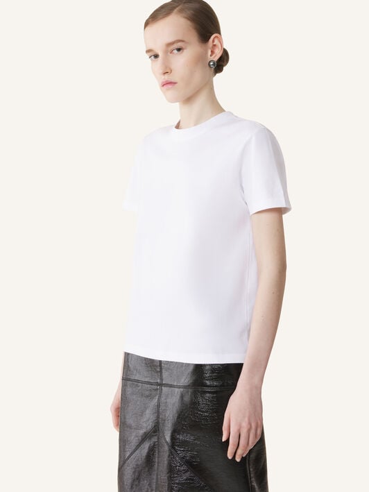 COTTON T-SHIRT WITH RIBBON DETAIL Lanvin COTTON T-SHIRT WITH RIBBON DETAIL Optic White/Black RWTS0024J040H25