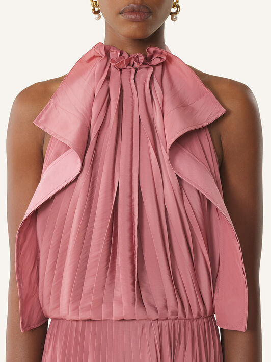 ROBE PLISSÉE EN CHARMEUSE ET COTON Lanvin ROBE PLISSÉE EN CHARMEUSE ET COTON Vieux rose RWDR00274778P26