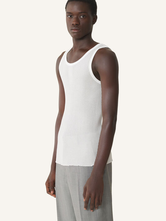 PLISSIERTES TANKTOP AUS JERSEY Lanvin PLISSIERTES TANKTOP AUS JERSEY Weiß RMTS0132J049P26