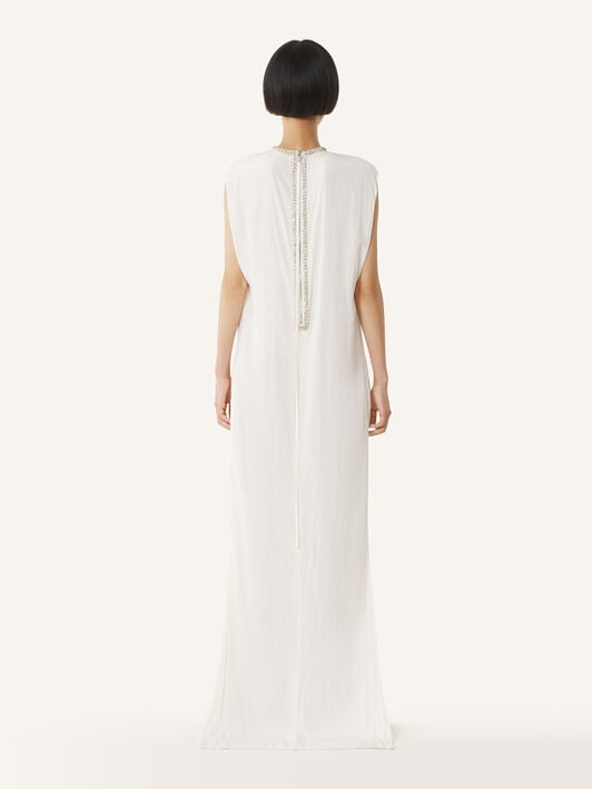 BESTICKTES KLEID AUS CHARMEUSE Lanvin BESTICKTES KLEID AUS CHARMEUSE Gebrochenes Weiß RWDR90294778P26