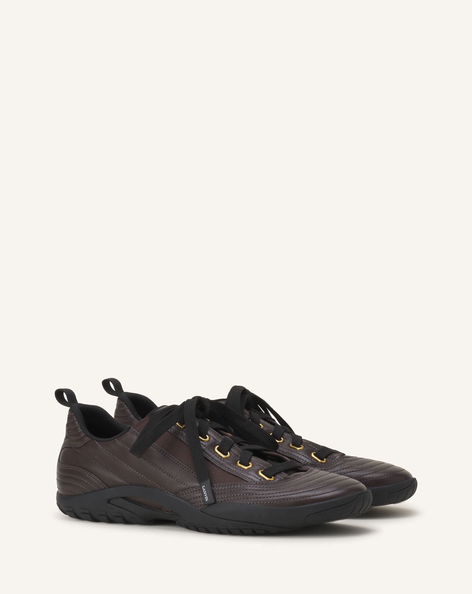 LNV2 SNEAKERS IN LEATHER Lanvin LNV2 SNEAKERS IN LEATHER Brown/Black FUSKAK03LEATA26