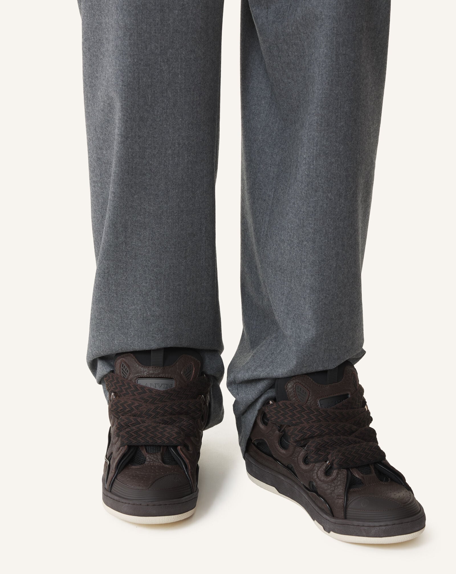 Lanvin SNEAKERS CURB EN CUIR EFFET DINO Noir/Ebene FUSKDK12DINOA26