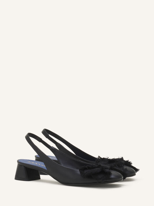 Lanvin BALLERINE SLINGBACK À TALON EN CUIR Noir FWPUMP1DNAPAA26