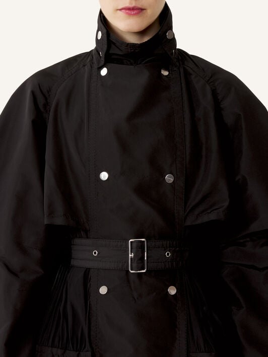 TRENCHCOAT AUS ZWEI MATERIALIEN AUS SEIDENFAILLE UND CHARMEUSE Lanvin TRENCHCOAT AUS ZWEI MATERIALIEN AUS SEIDENFAILLE UND CHARMEUSE Schwarz RWCO01586334E26