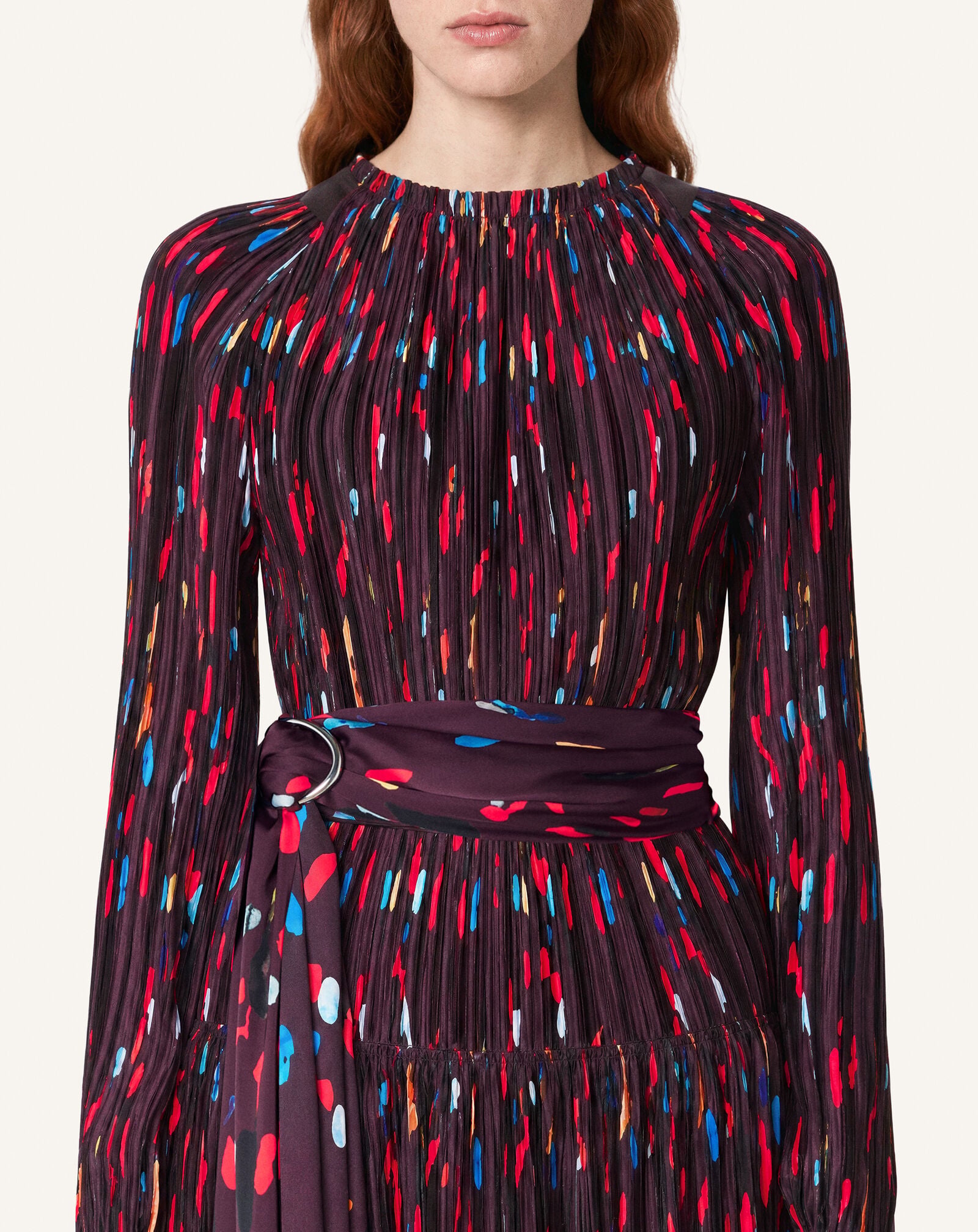 PRINTED CHARMEUSE PLEATED DRESS Lanvin PRINTED CHARMEUSE PLEATED DRESS Garnet RWDR00176440A26