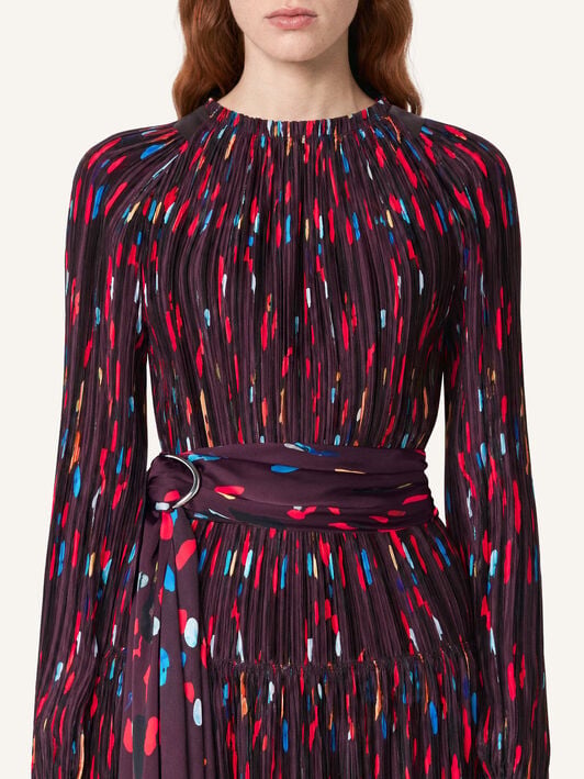 PRINTED CHARMEUSE PLEATED DRESS Lanvin PRINTED CHARMEUSE PLEATED DRESS Garnet RWDR00176440A26