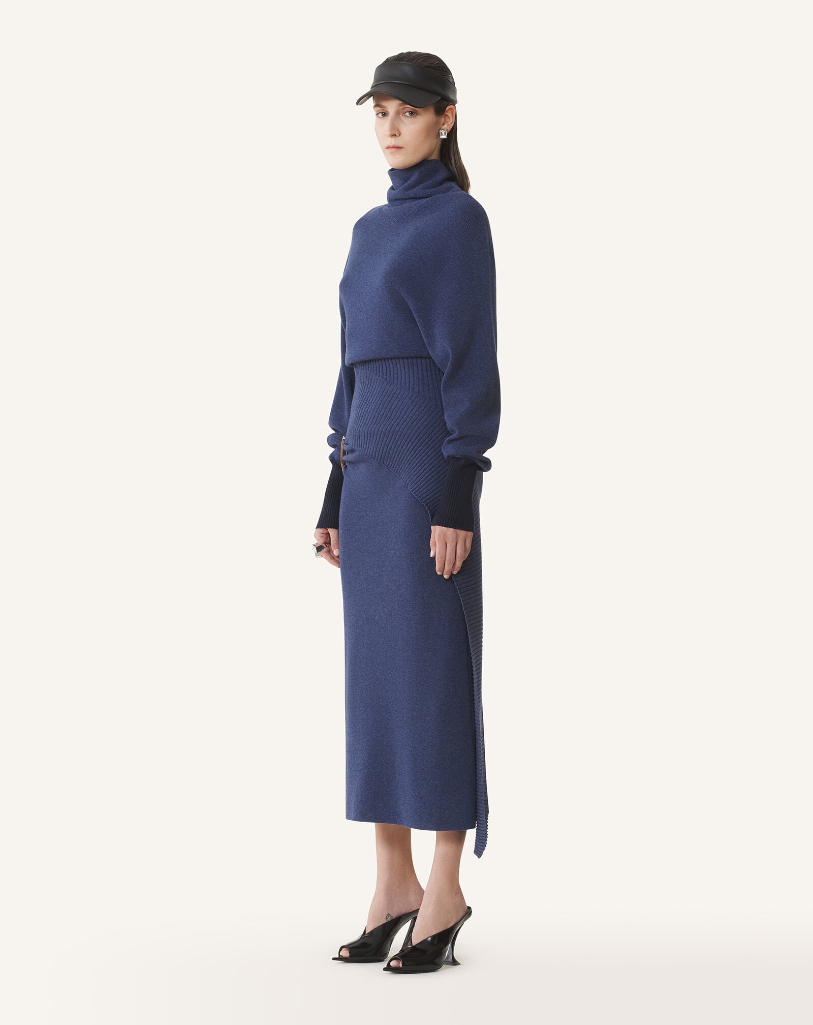 ROBE MI-LONGUE EN LAINE ET CACHEMIRE Lanvin ROBE MI-LONGUE EN LAINE ET CACHEMIRE Indigo RWDR0040K065H25