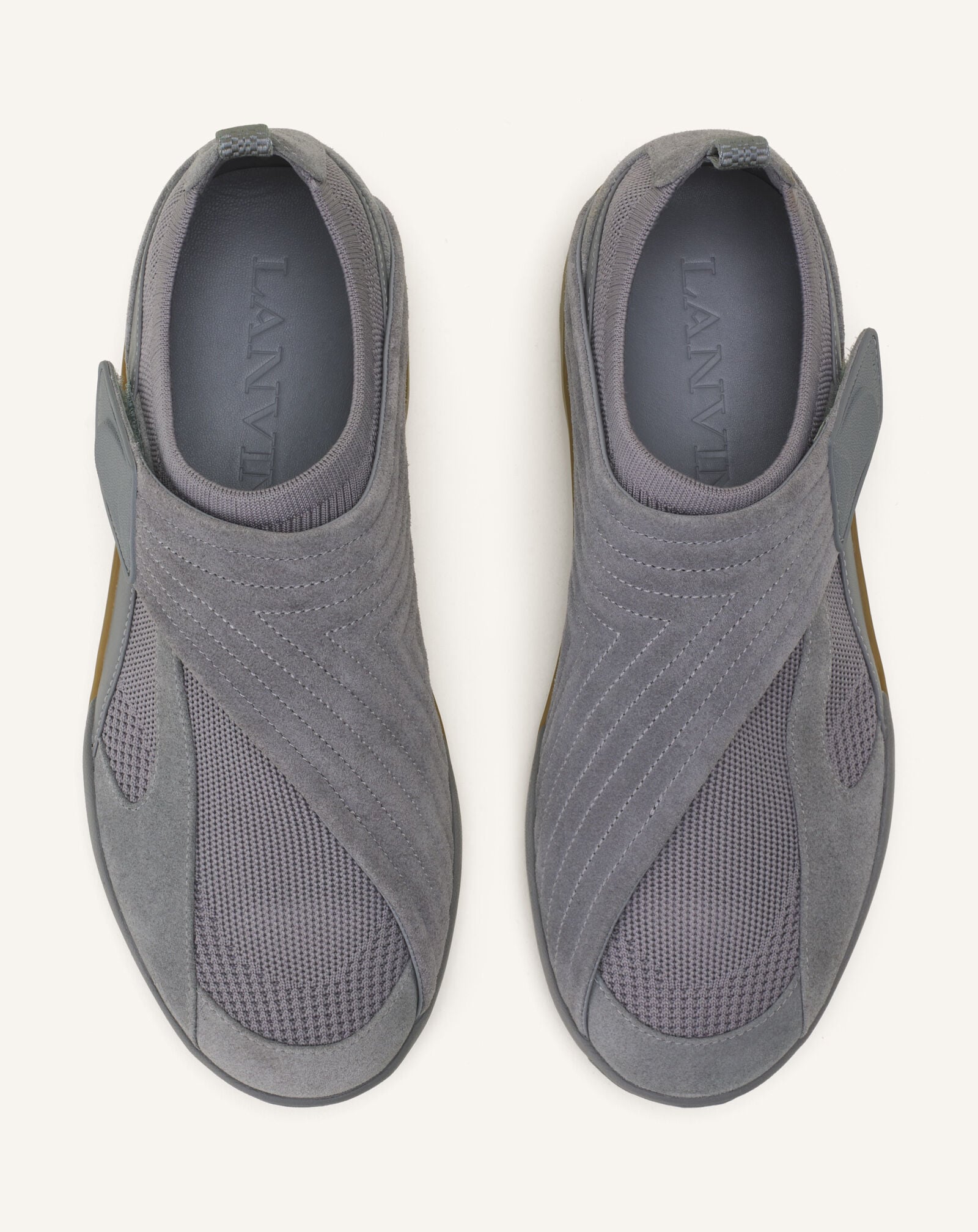 Lanvin SNEAKER LNV1 EN SUEDE TRICOTE Gris Clair/Miel FUSKDK0IKNSUE26