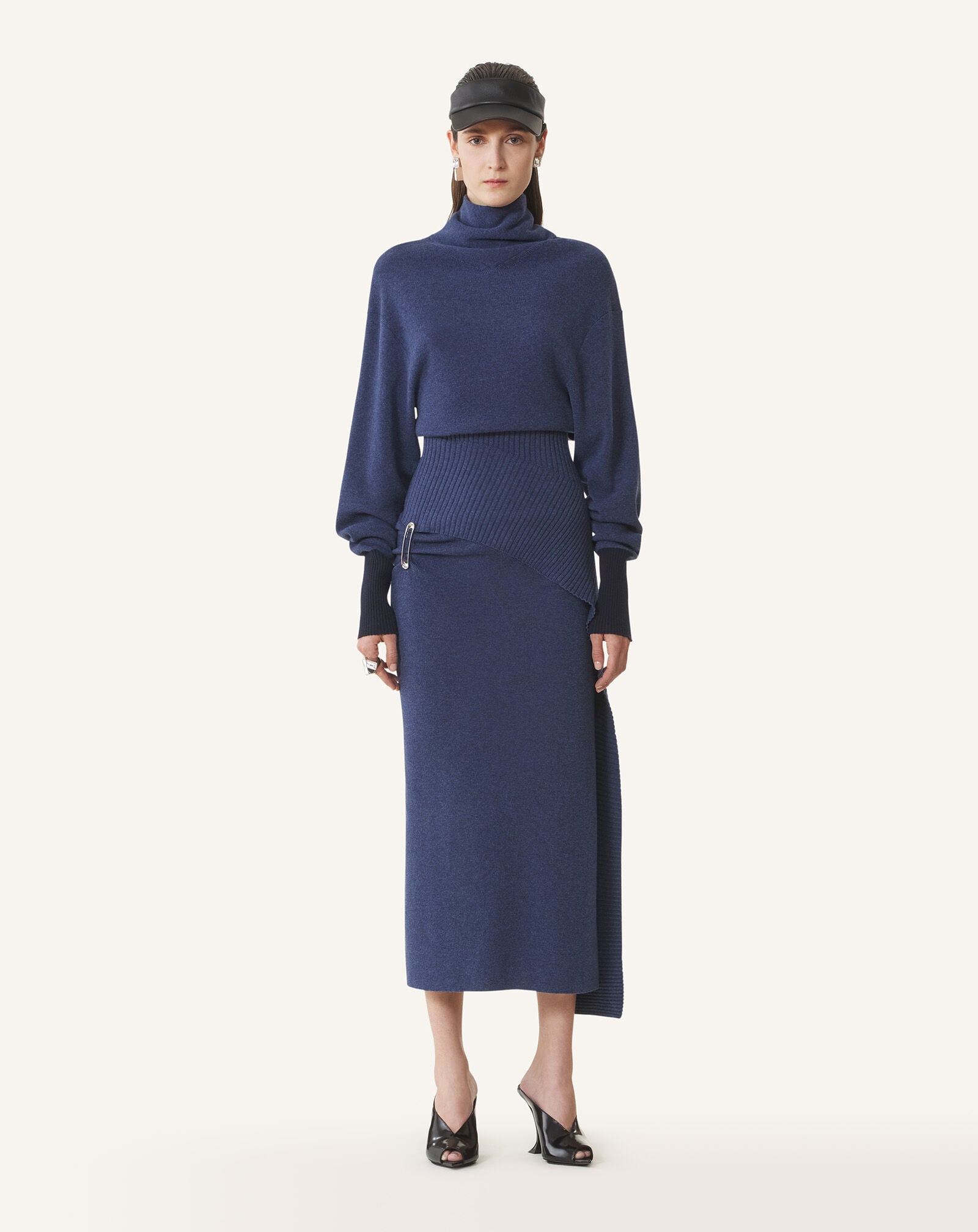 ROBE MI-LONGUE EN LAINE ET CACHEMIRE Lanvin ROBE MI-LONGUE EN LAINE ET CACHEMIRE Indigo RWDR0040K065H25