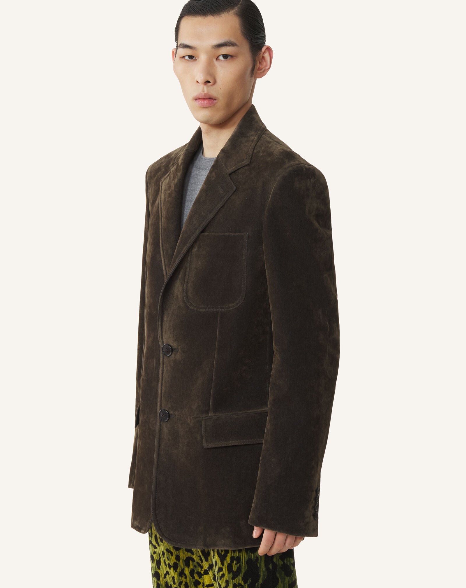Lanvin VELVET TAILORED JACKET Khaki RMJA00016453A26