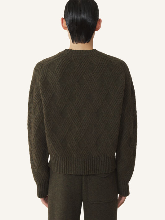 PULL EN LAINE TORSADÉE Lanvin PULL EN LAINE TORSADÉE Ébène RMPO0009K066A26