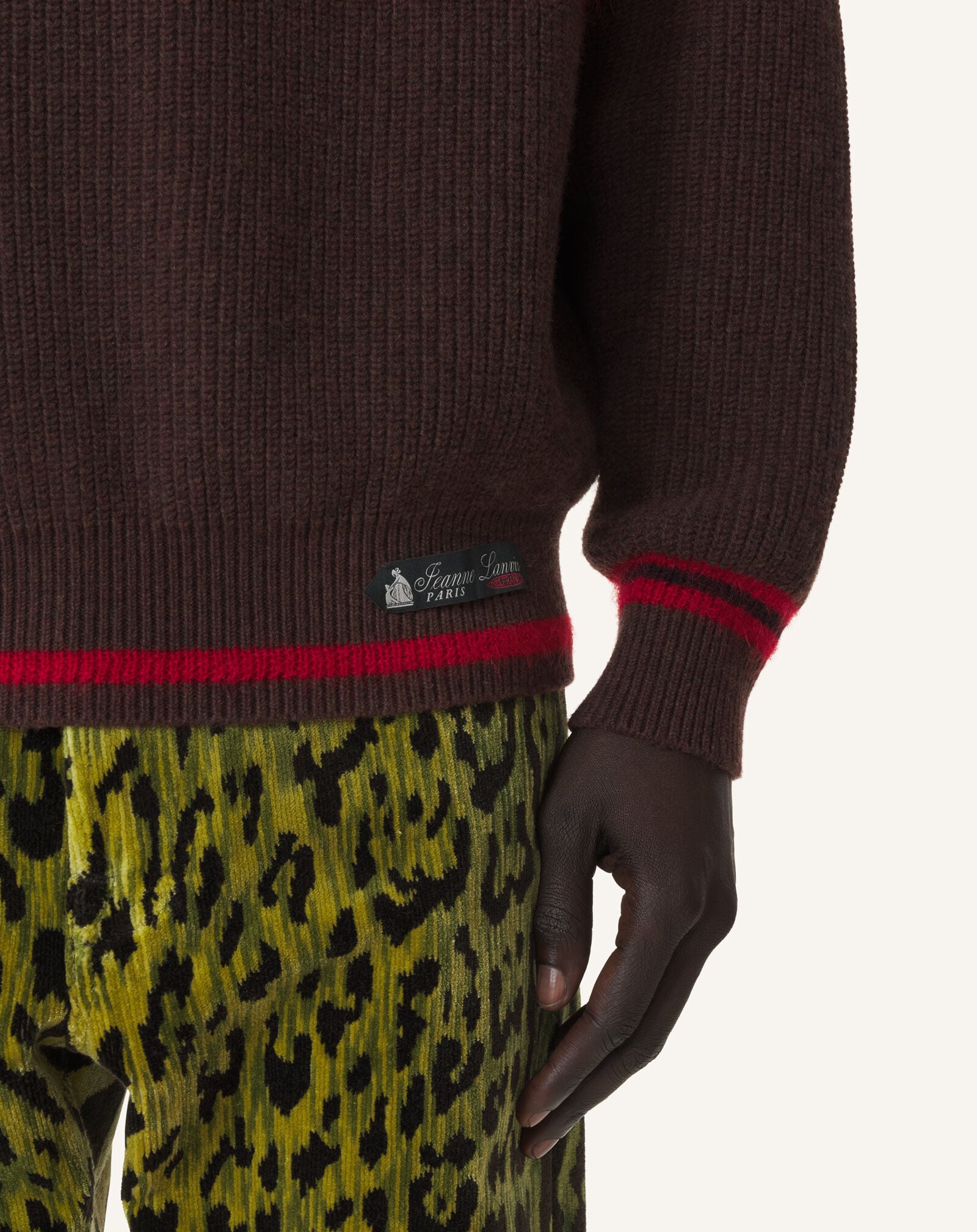 TEXTURED CREW NECK SWEATER Lanvin TEXTURED CREW NECK SWEATER Ebony RMPO0021K128A26