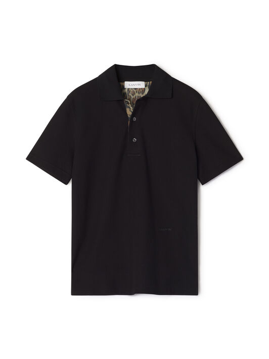Lanvin POLO SHIRT LEOPARD DETAIL Black RMPL0006J062A26