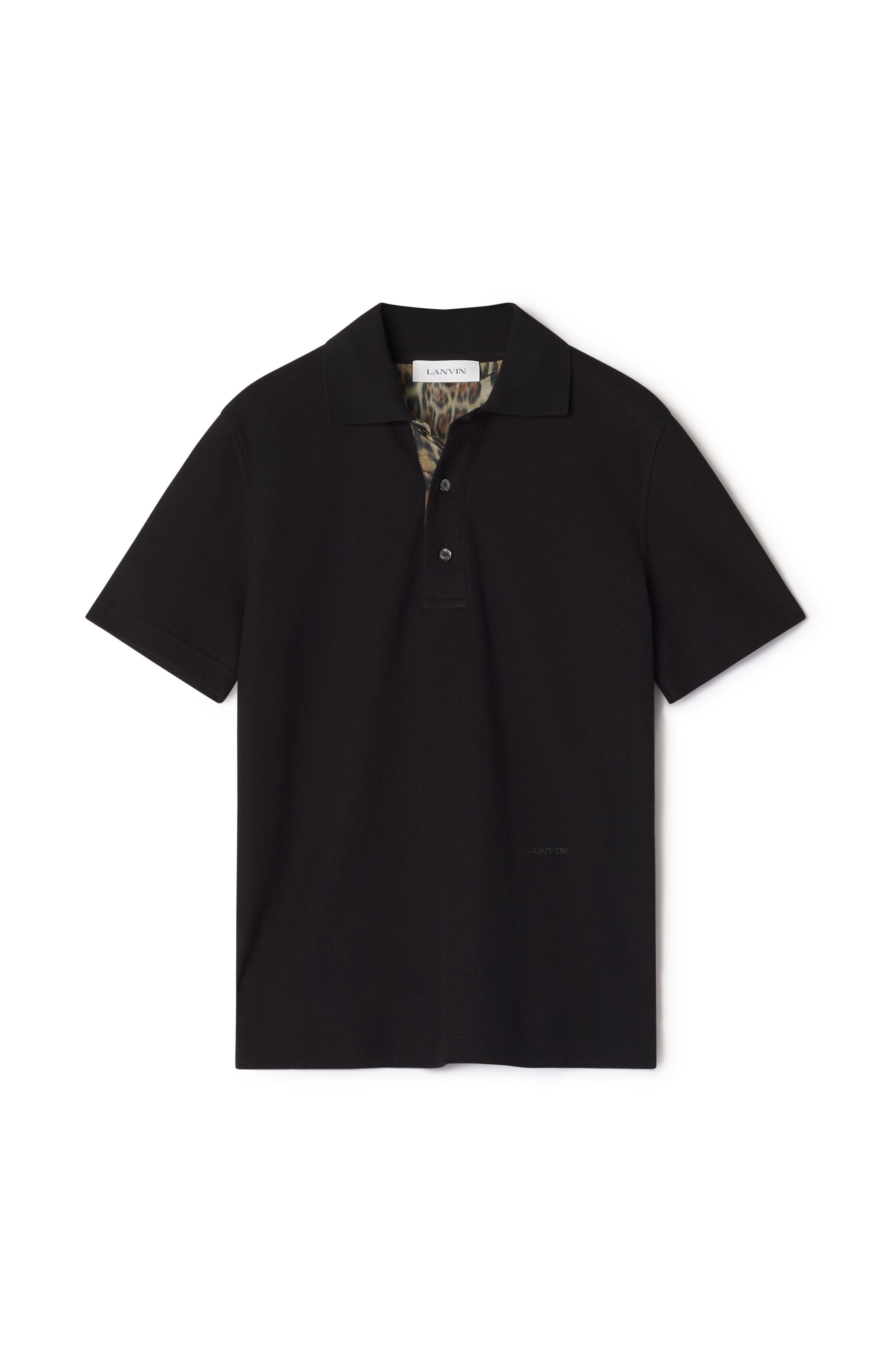 Lanvin POLO SHIRT LEOPARD DETAIL Black RMPL0006J062A26
