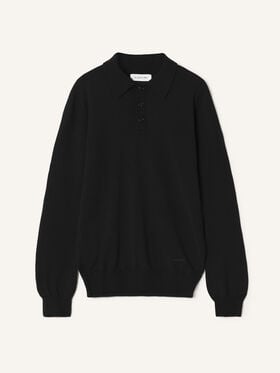 Lanvin POLO CLASSIQUE EN LAINE MÉRINOS Noir RMPL0012K099A26