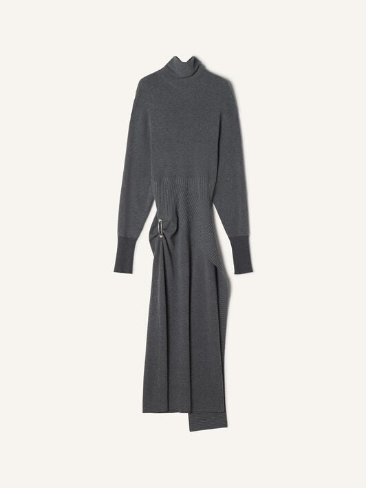 ROBE MI-LONGUE EN LAINE ET CACHEMIRE Lanvin ROBE MI-LONGUE EN LAINE ET CACHEMIRE Gris tourterelle RWDR0040K065H25
