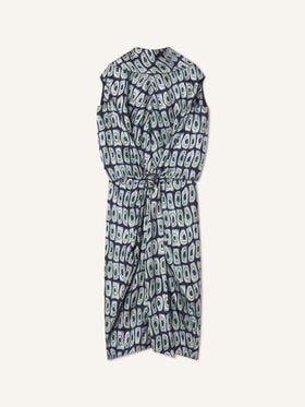 Lanvin ROBE CAPE EN SOIE IMPRIMÉE Brume/Sauge RWDR00096426A26