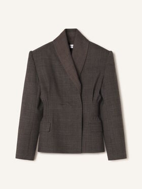 Lanvin VESTE SMOCKÉE EN LAINE VIERGE ET SOIE Marron/Marron Foncé RWJA00516463H26