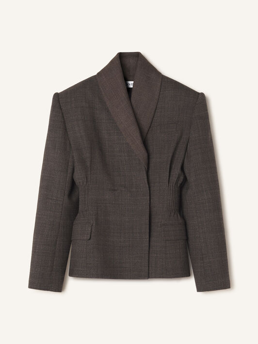 Lanvin WIDE SHOULDER SMOKED JACKET Brown/Dark Brown RWJA00516463H26
