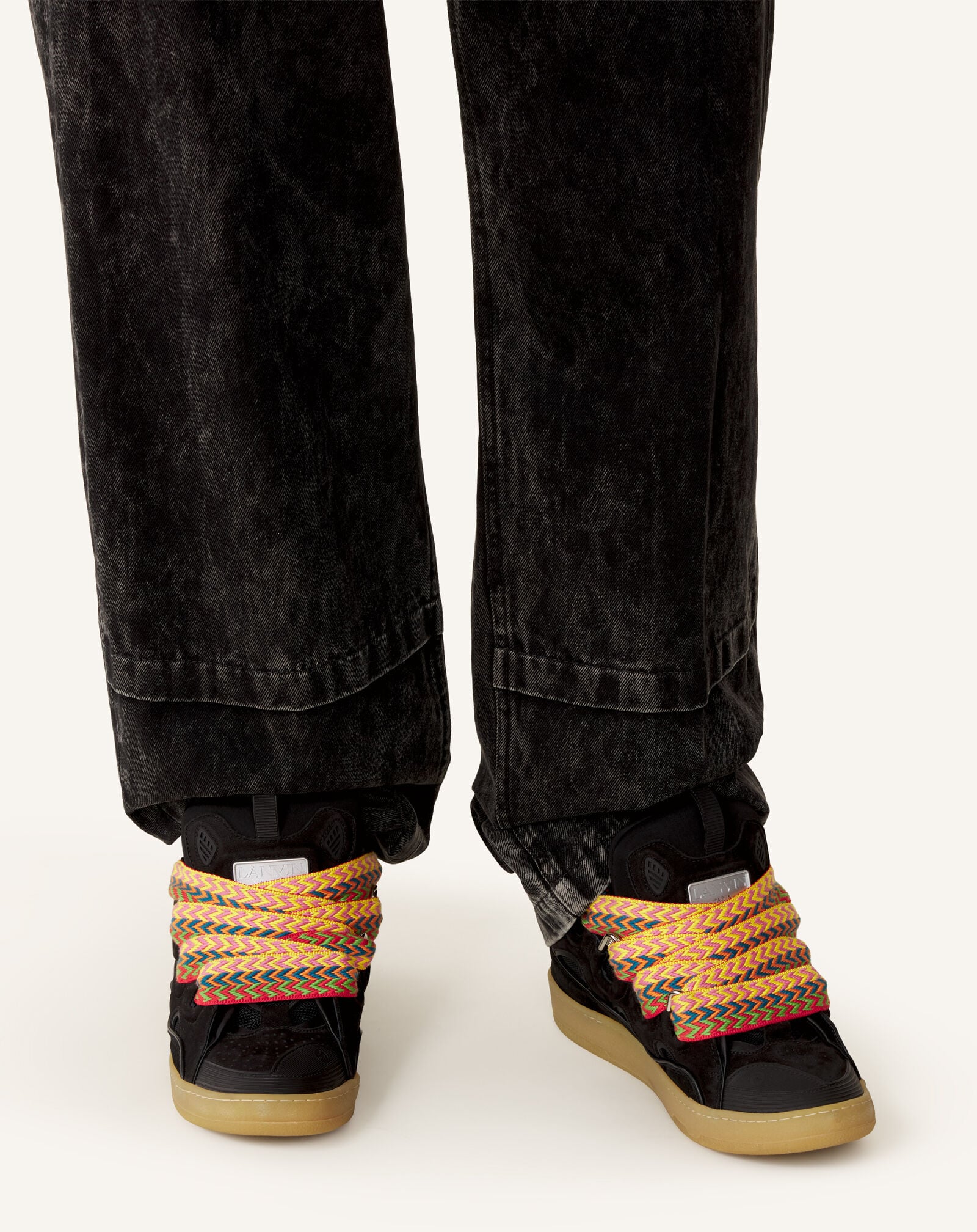 CURB SNEAKERS IN LEATHER in Black | Lanvin®