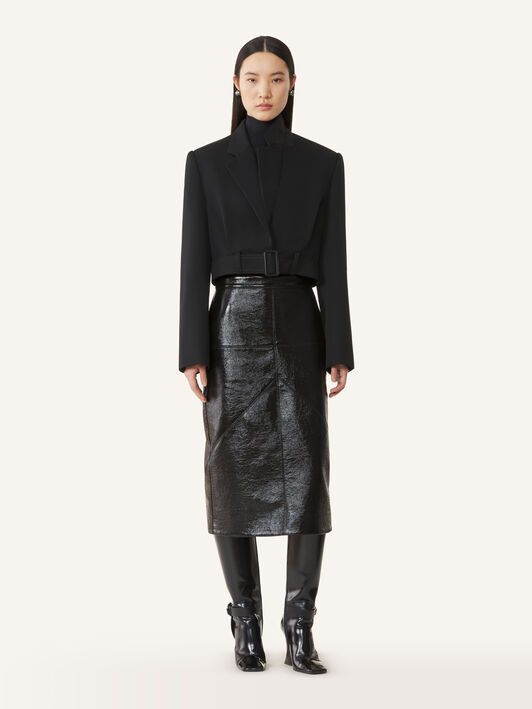 Lanvin STRAIGHT SKIRT WITH CUTS Black RWST02036378A26